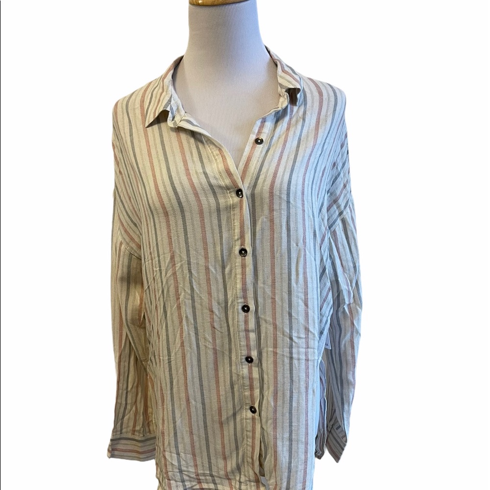 Splendid Striped Button Down collar Top NWT sz S